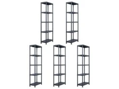 Étagères De Rangement 5 Pièces 125 Kg 60 X 30 X 180 Cm Plastique Noir 02_0000673