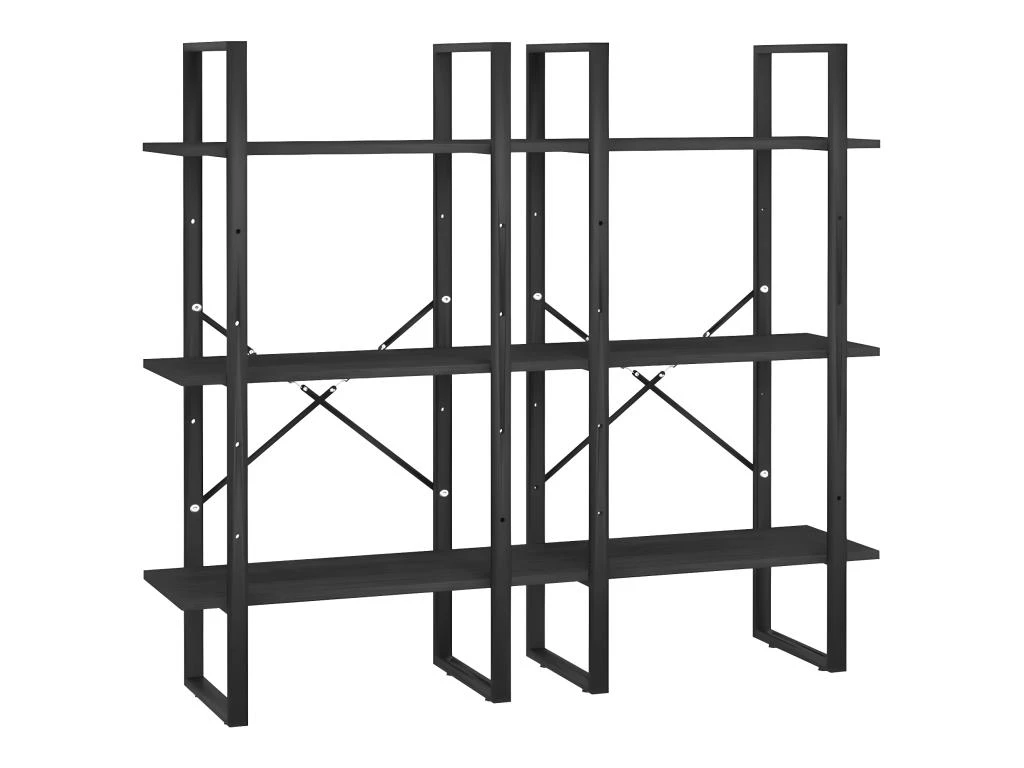 Lot De 2 étagères De Rangement 60 X 30 X 210 Cm Bois De Pin Noir 02_0000672 – Image 2