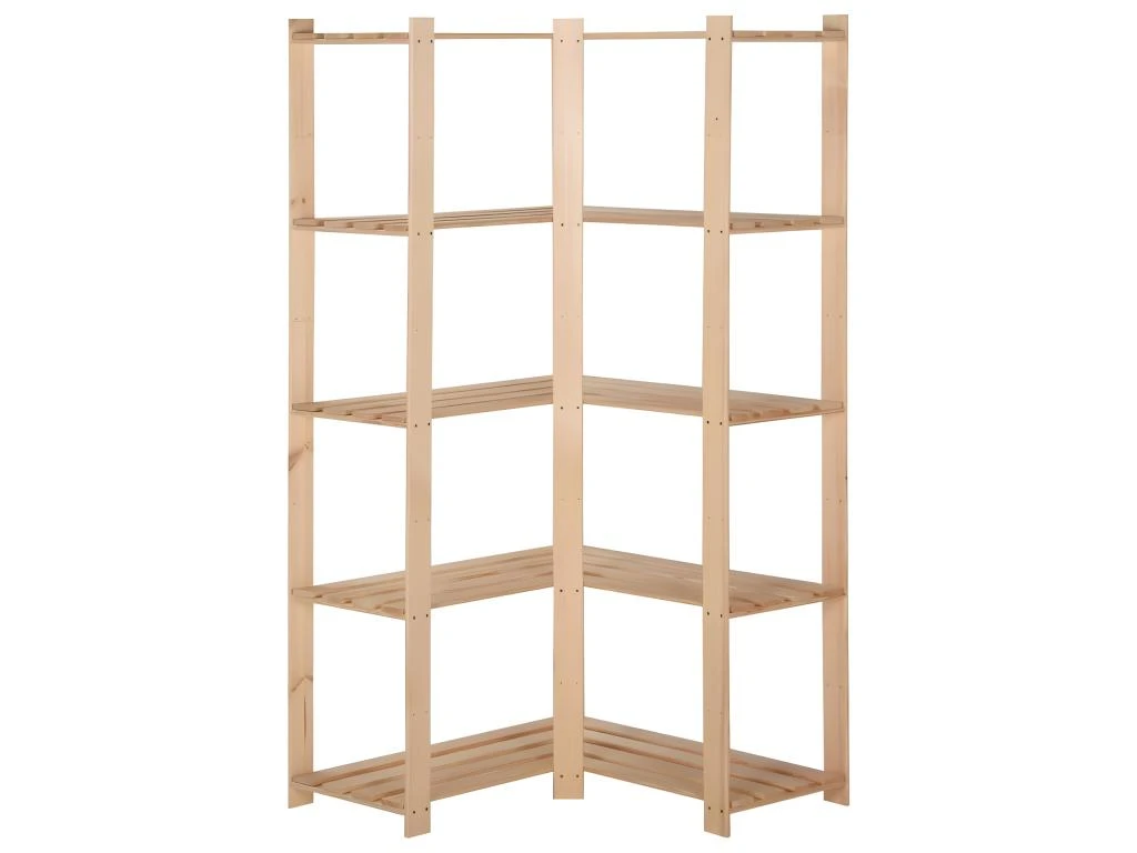 Étagère D'angle De Rangement 5 Niveaux Organisateur De Stockage étagère D'entrepôt Cuisine Salon Sous-sol Intérieur 170 Cm Pin 02_0000624
