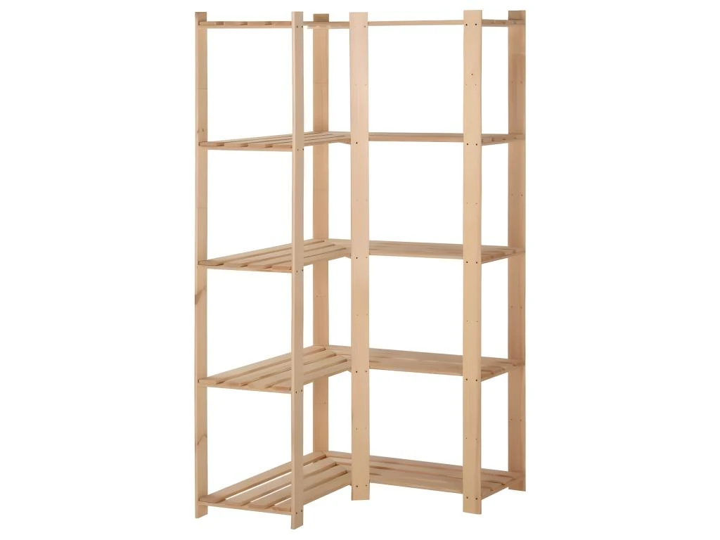 Étagère D'angle De Rangement 5 Niveaux Organisateur De Stockage étagère D'entrepôt Cuisine Salon Sous-sol Intérieur 170 Cm Pin 02_0000624 – Image 2