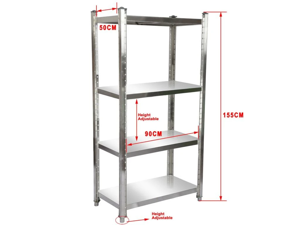 Étagères En Acier Affiné 4 Surfaces De Rangement Meuble Cuisine 155 Cm Acier Inoxydable 16_0000507 – Image 3