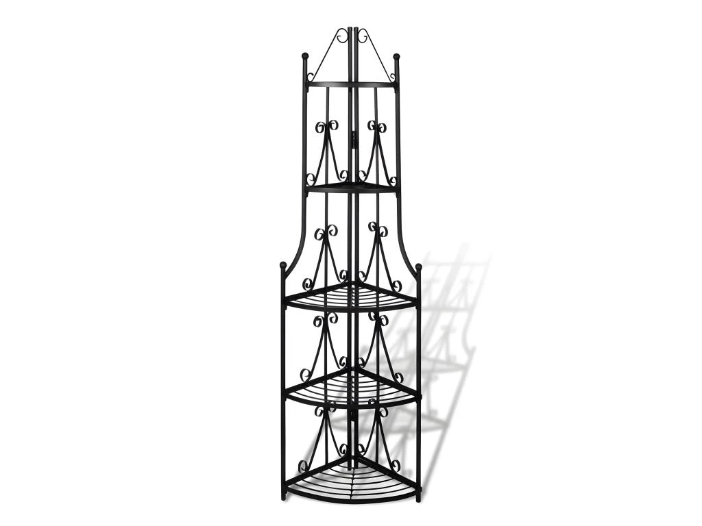 Etagère D'angle 5 Niveaux Acier Noir Intérieur Ou Extérieur Pour Plantes Fleurs 2702003 – Image 3