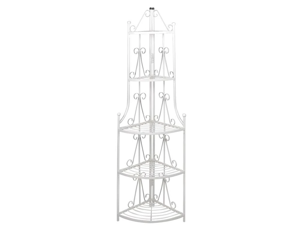 Etagère D'angle 5 Niveaux Acier Blanc Intérieur Ou Extérieur Pour Plantes Fleurs 2702004