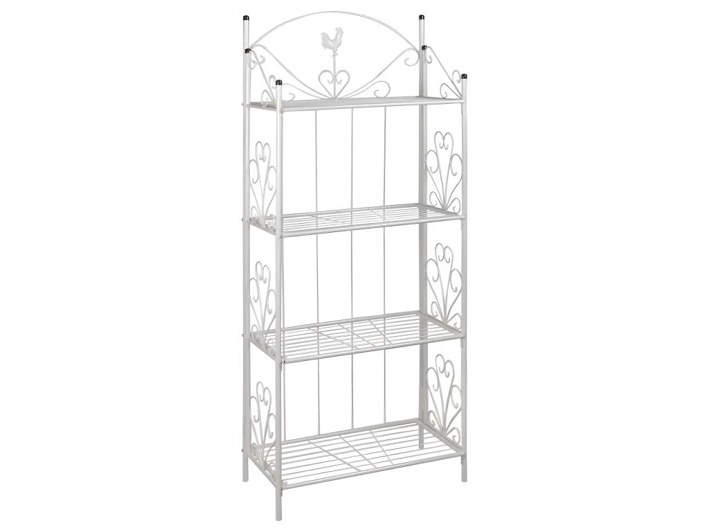 Etagère 4 Niveaux Acier Blanc Intérieur Ou Extérieur Pour Plantes Fleurs 2702002