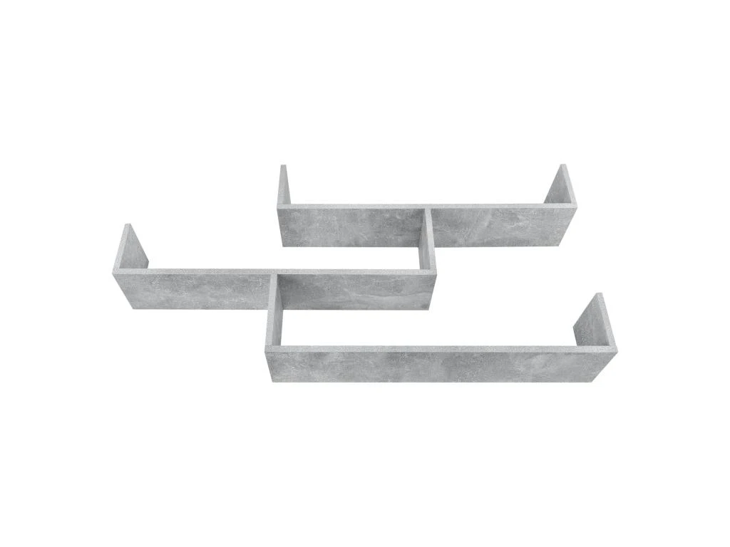 Étagère Murale Meuble Mural Design 3 Surfaces De Rangement 119 Cm Effet Béton Gris 03_0005203