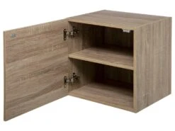 Meuble Etagère Murale 2 Cases De Rangement Et 1 Porte 36.5 X 30 Cm Effet Bois Naturel