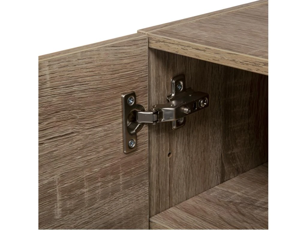 Meuble Etagère Murale 2 Cases De Rangement Et 1 Porte 36.5 X 30 Cm Effet Bois Naturel – Image 2