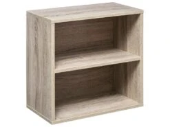 Meuble Etagère Murale 2 Cases De Rangement 36.5 X 30 Cm Effet Bois Naturel