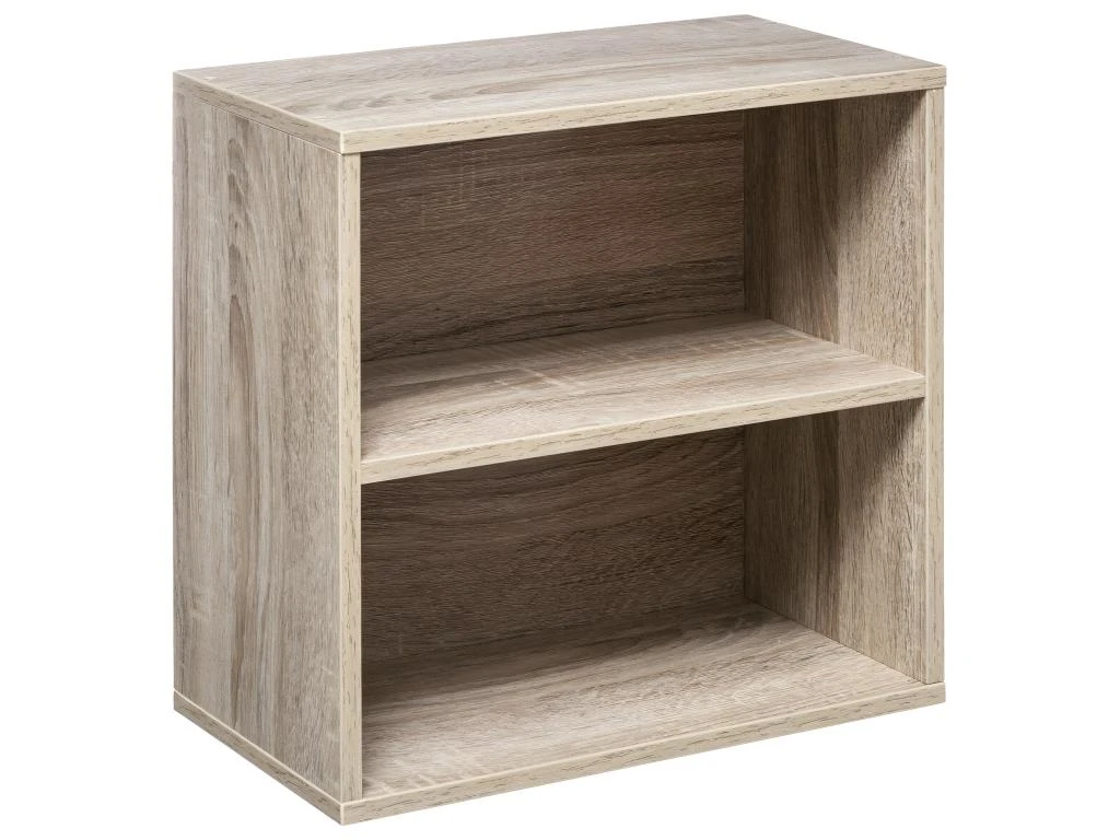 Meuble Etagère Murale 2 Cases De Rangement 36.5 X 30 Cm Effet Bois Naturel