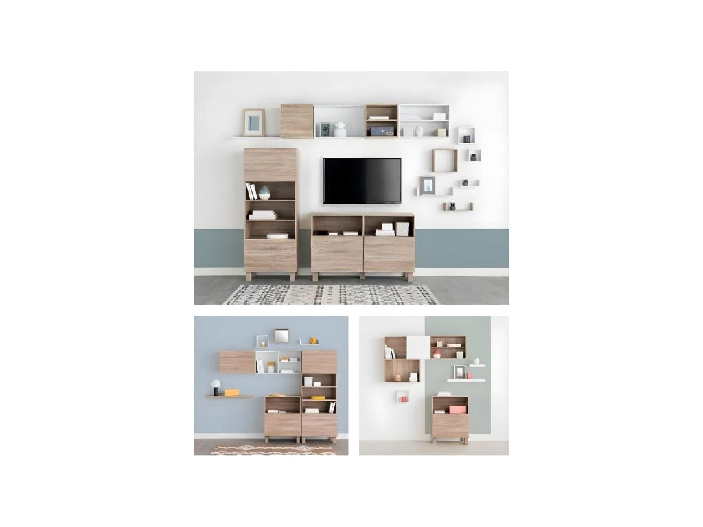 Meuble Etagère Murale 2 Cases De Rangement 36.5 X 30 Cm Blanc – Image 3