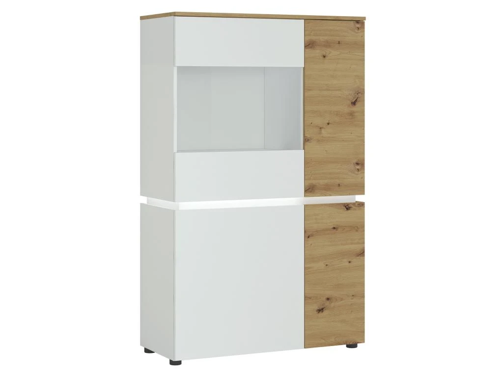 Vitrine 4 Portes Avec LEDs - Naturel Et Blanc - DOLONA – Image 2