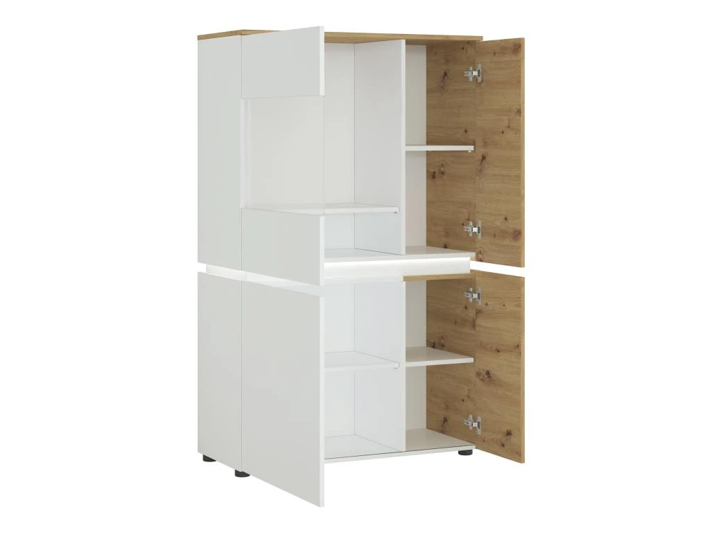 Vitrine 4 Portes Avec LEDs - Naturel Et Blanc - DOLONA – Image 3