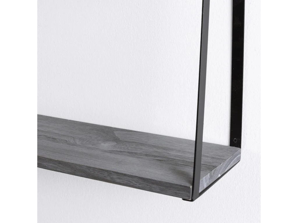 Set De 2 étagères Murales Eloi 2 Niveaux Gris, Bois De Paulownia – Image 3