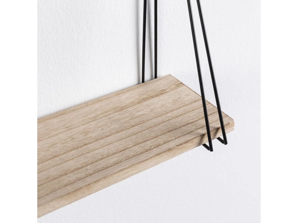 Set De 3 étagères Murales Airas En Métal Noir Et Bois De Paulownia – Image 3