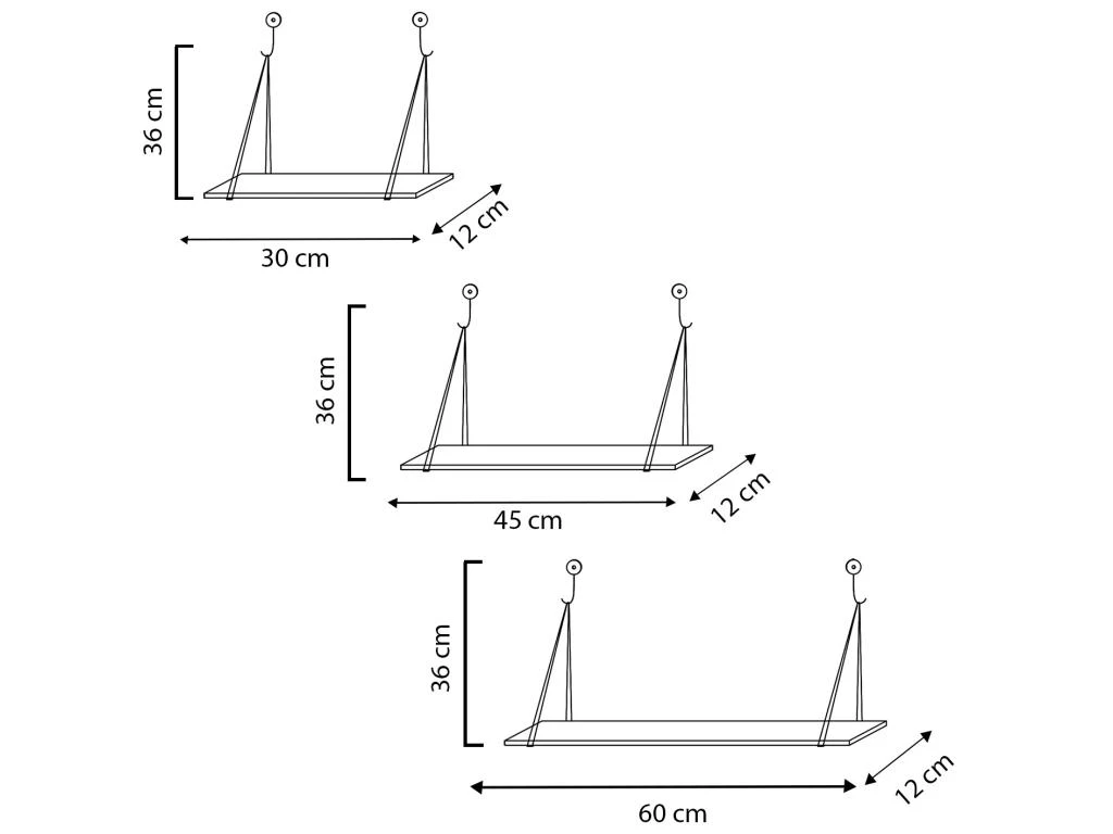 Set De 3 étagères Murales Airas En Métal Noir Et Bois De Paulownia – Image 4