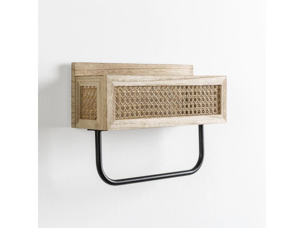 Étagère Murale Peru Avec Tringle à Vêtements, Rotin Naturel