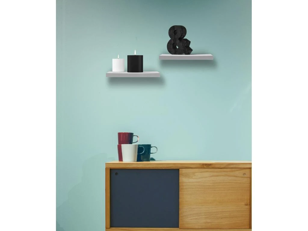 2 Étagères Blanches Bois Design Chambre Contemporaine 3,8x25x25