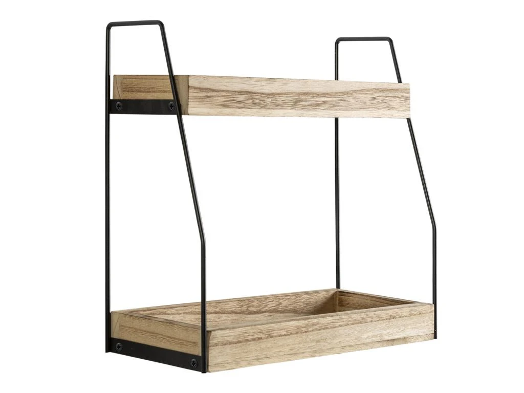 Étagère Murale Artur à 2 Niveaux, Bois De Paulownia