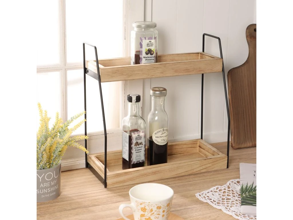 Étagère Murale Artur à 2 Niveaux, Bois De Paulownia – Image 2