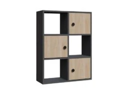 Étagère Pour Livres 100% Panneaux De Particules Couleur Anthracite Chêne 72x25x93