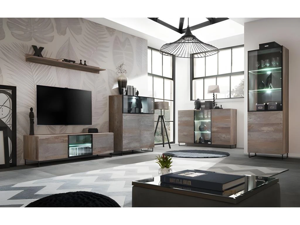 Vitrine Petit Modèle KAN + LED. Meuble Déco Type Industriel, Design Pour Votre Salon. – Image 3