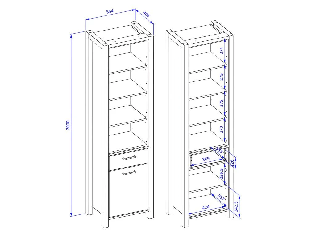 Vitrine Haute Collection BOWIE. Couleur Chêne Et Noir. LED Incluses – Image 5
