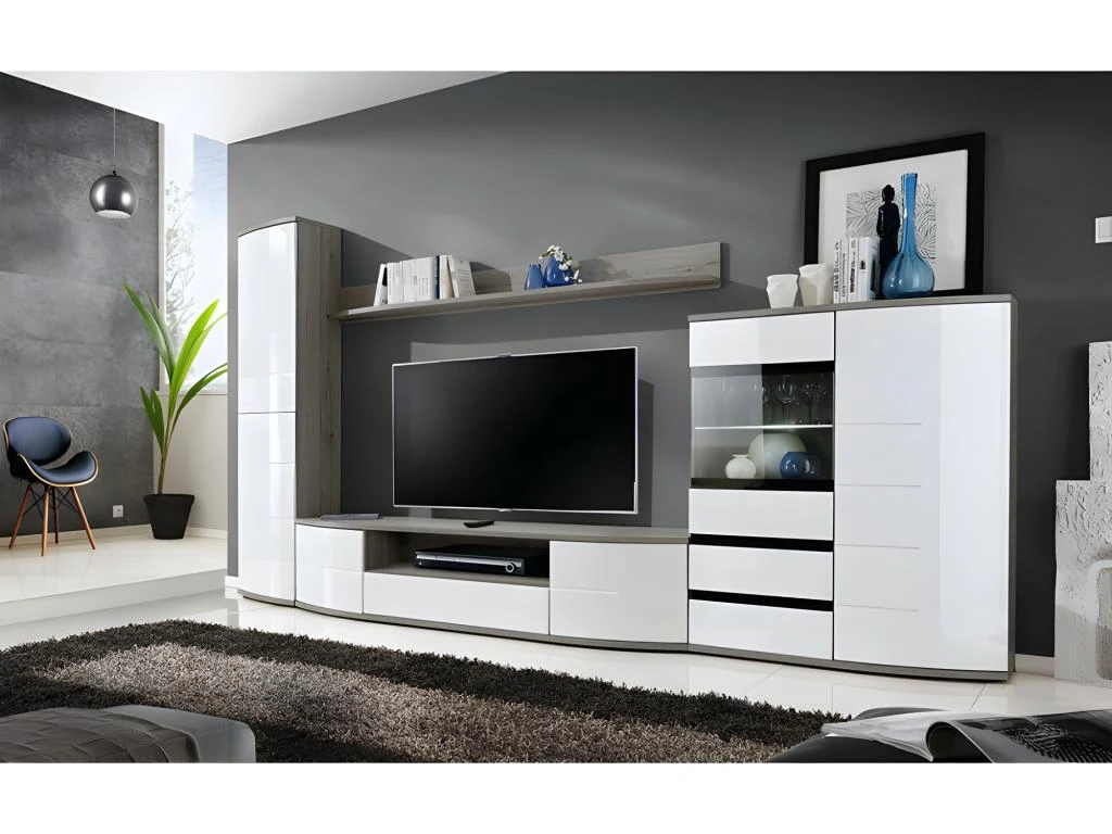 Vitrine 2 Portes Collection NOUK Couleur Blanche Et Chêne. – Image 3