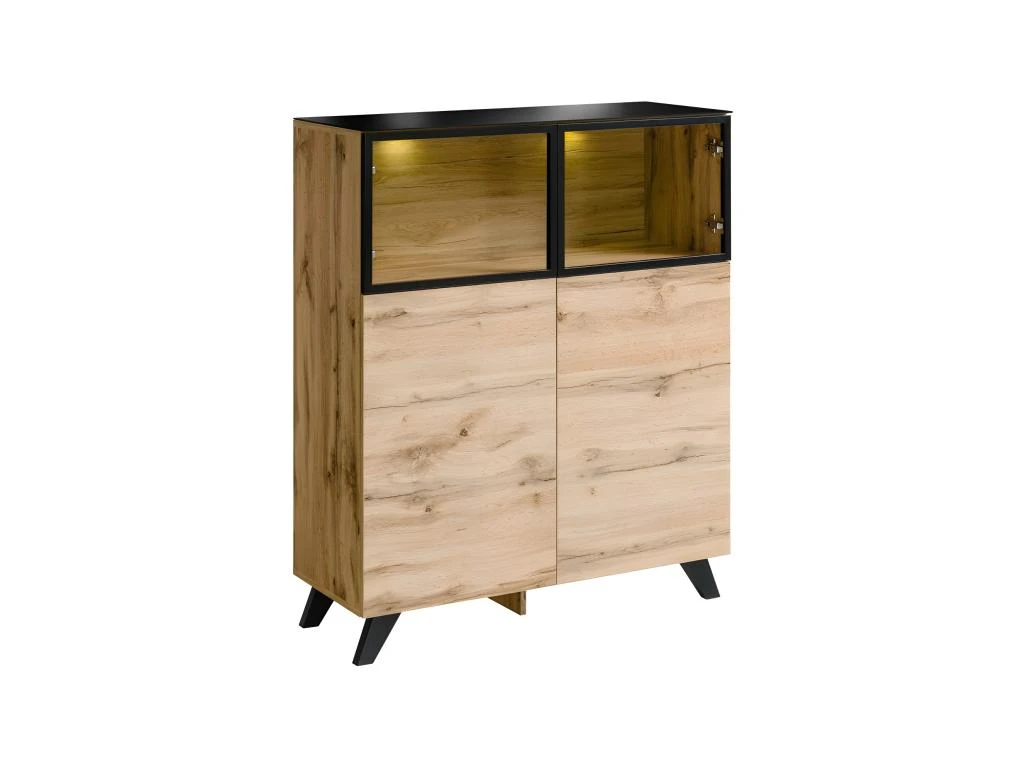 VITRINE Basse TINO + LED. Meuble Déco Type Scandinave, Design Pour Votre Salon.