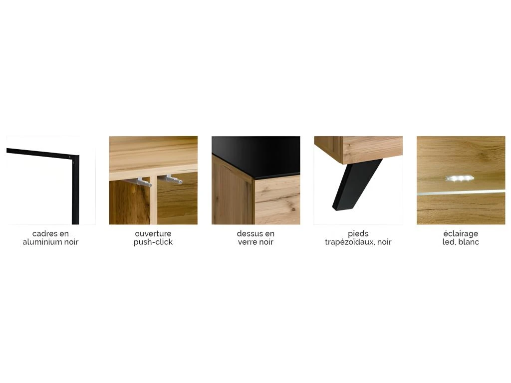 VITRINE Basse TINO + LED. Meuble Déco Type Scandinave, Design Pour Votre Salon. – Image 4