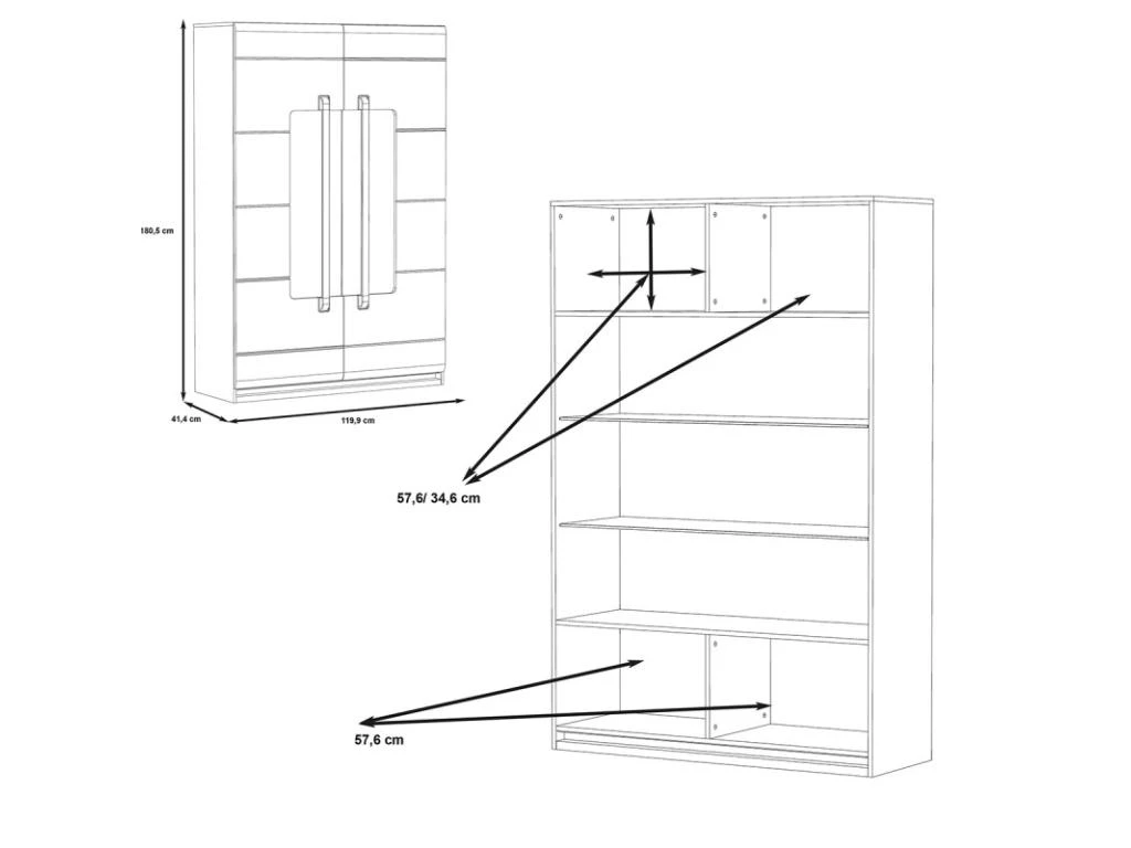 Vitrine 2 Portes Laquée Blanche Et Décor Chêne Naturel - ALEXIANE – Image 4