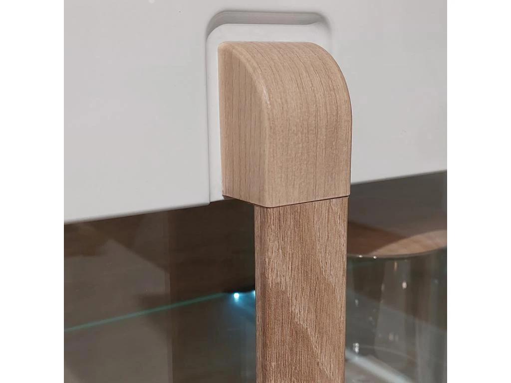 Vitrine 2 Portes Laquée Blanche Et Décor Chêne Naturel - ALEXIANE – Image 5