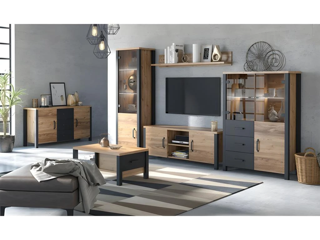 Etagère Design 150cm Collection DARWIN. Effet épicéa. – Image 2