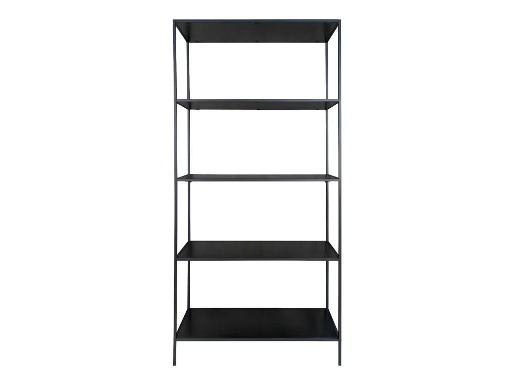 HARALD - Etagère Large 5 Plateaux Acier Noir Et Aspect Bois Noir – Image 3