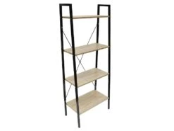 DARA - Etagère 4 Plateaux Métal Et Aspect Bois