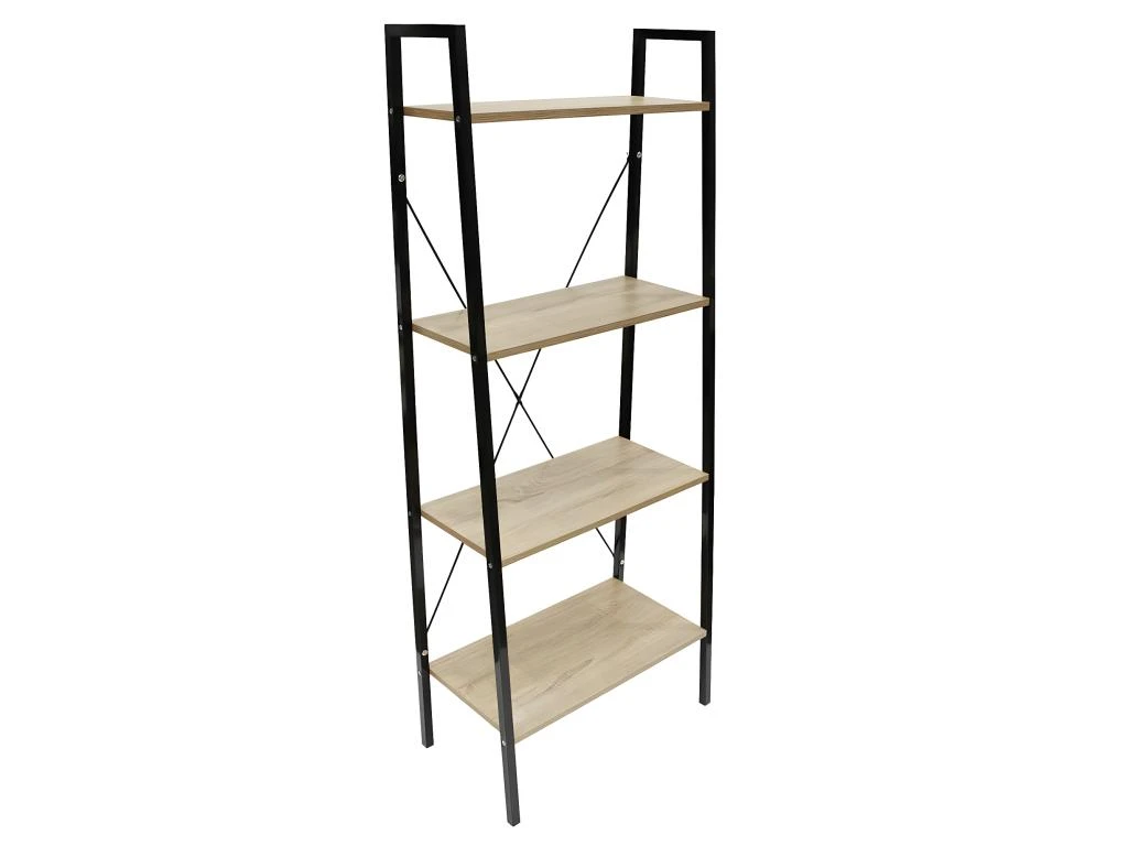 DARA - Etagère 4 Plateaux Métal Et Aspect Bois