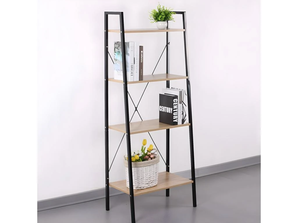 DARA - Etagère 4 Plateaux Métal Et Aspect Bois – Image 2