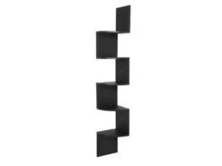 Étagères Flottantes Étagères D'angle En Bois De Rangement En Forme De S Noir 19_0000564