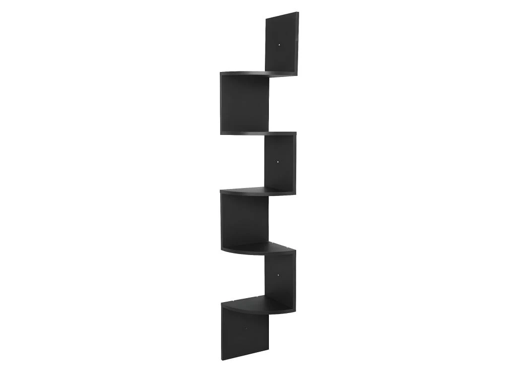 Étagères Flottantes Étagères D'angle En Bois De Rangement En Forme De S Noir 19_0000564