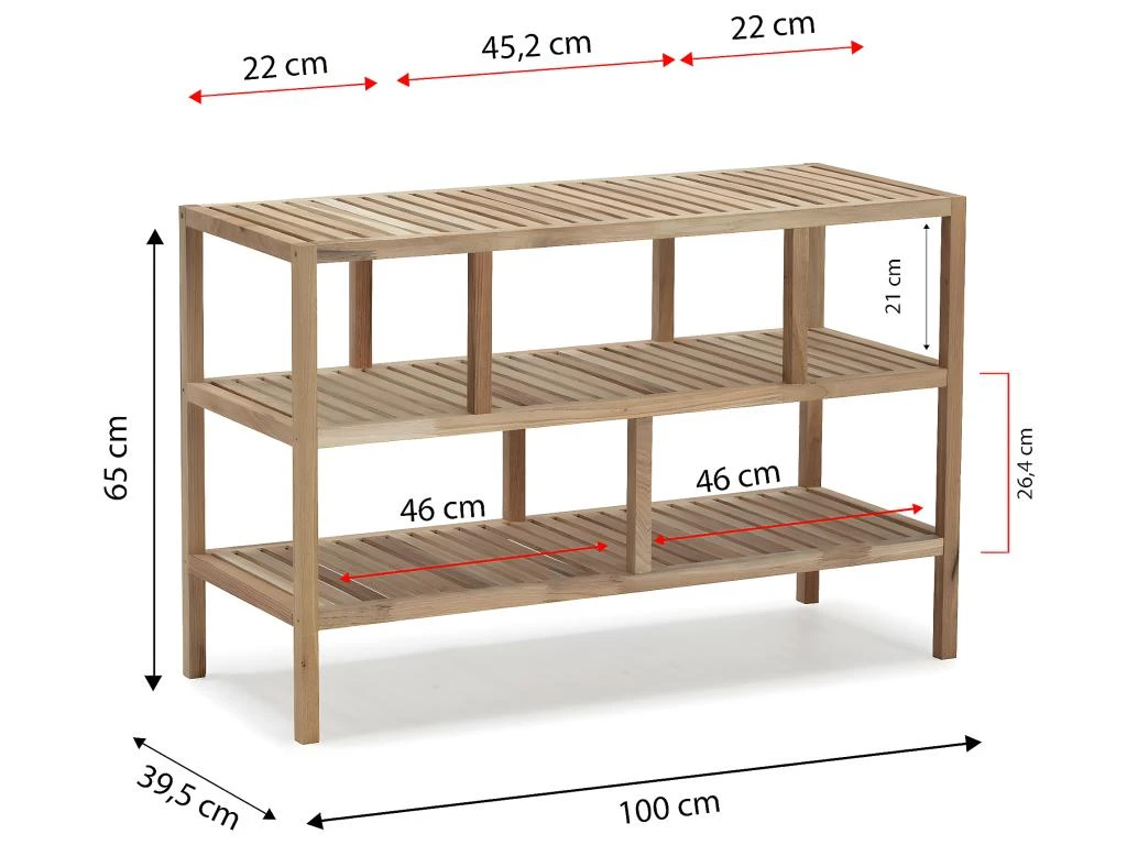 Étagère Basse Marawi 3 étagères, 100 X 39,5 X 65 Cm – Image 4