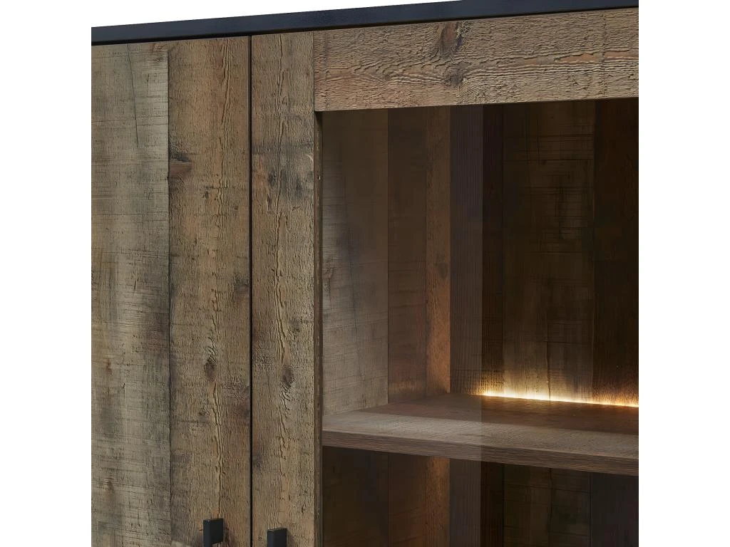 KARMINA - Vitrine 2 Portes Aspect Bois Avec Eclairage Led – Image 3