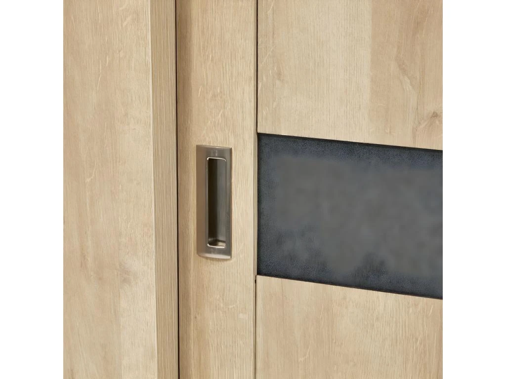 IRIS - Vitrine 4 Portes Coulissantes Imitation Bois + Led – Image 3