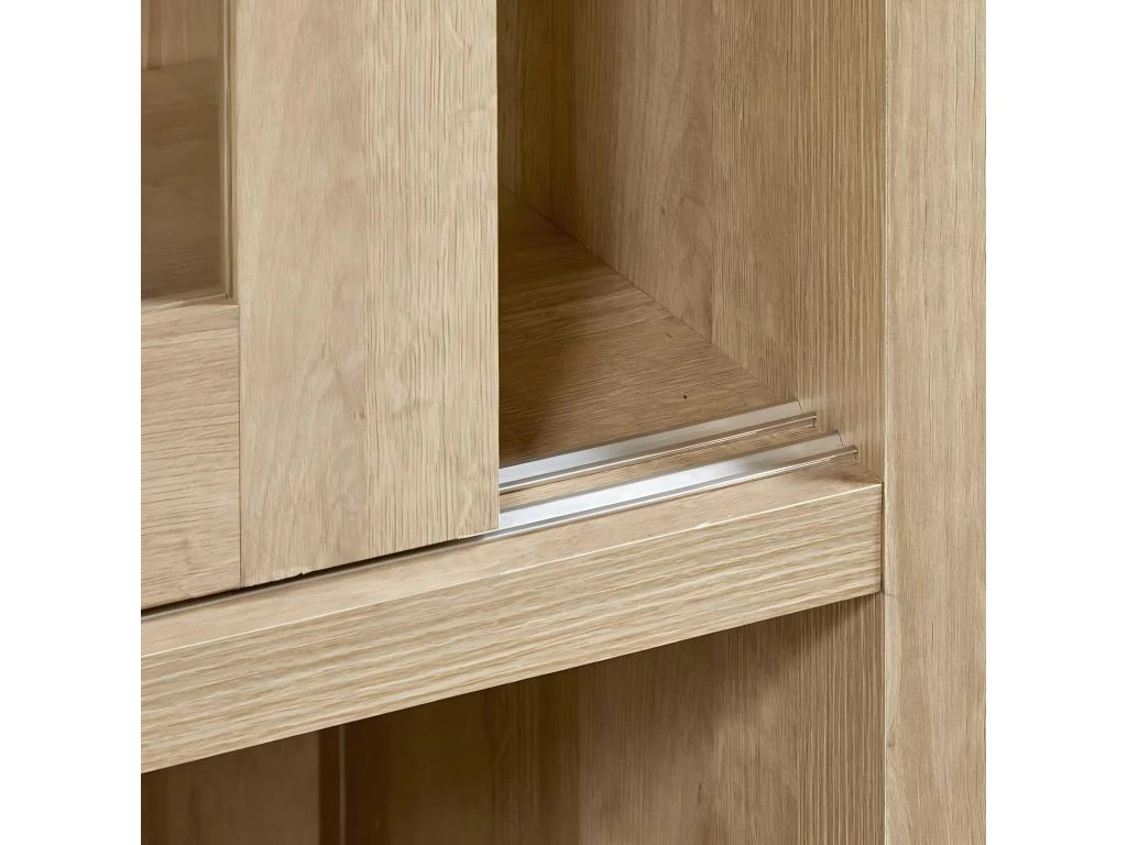 IRIS - Vitrine 4 Portes Coulissantes Imitation Bois + Led – Image 4