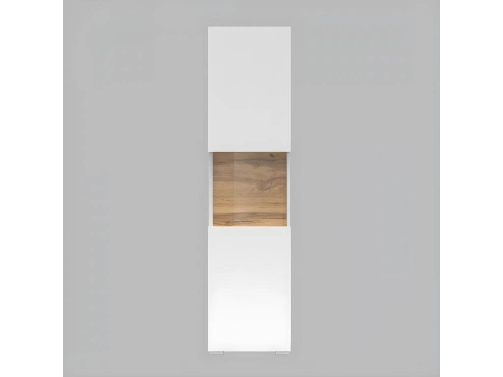 Vitrine 1 Porte Partiellement Vitrée Collection EVA. Couleur Blanc Et Chêne. – Image 3