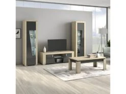 GUEST - Vitrine Droite 1 Porte Aspect Chêne Miel