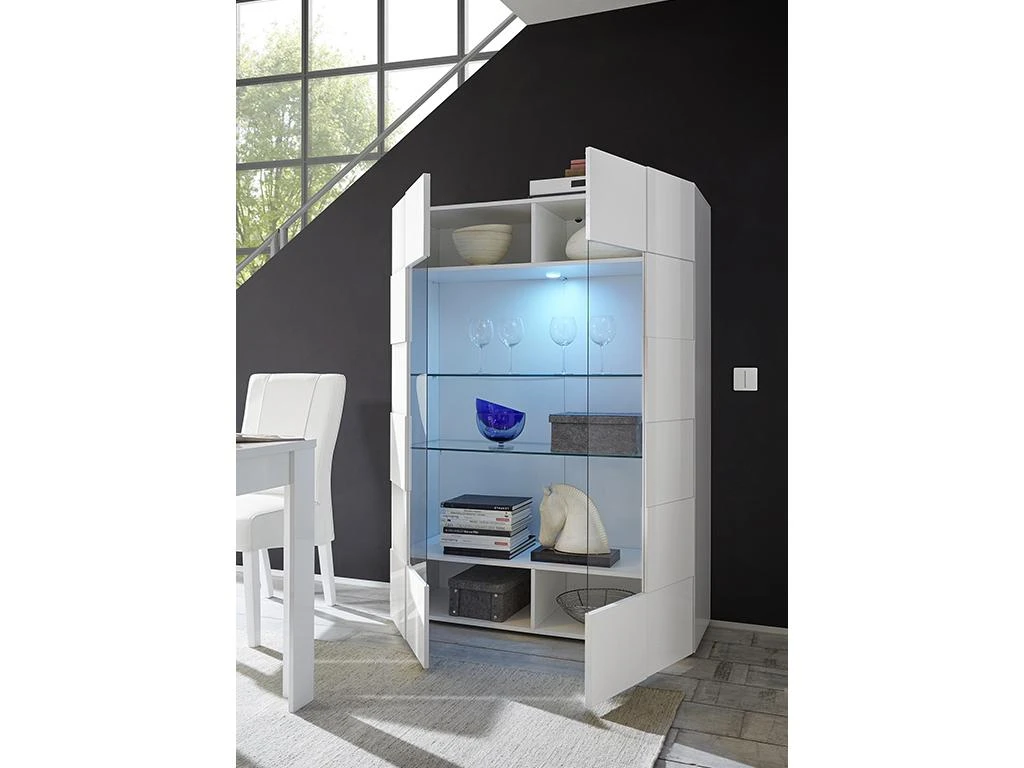 Vitrine CALISTO - LEDs - 2 Portes - Blanc Laqué – Image 5