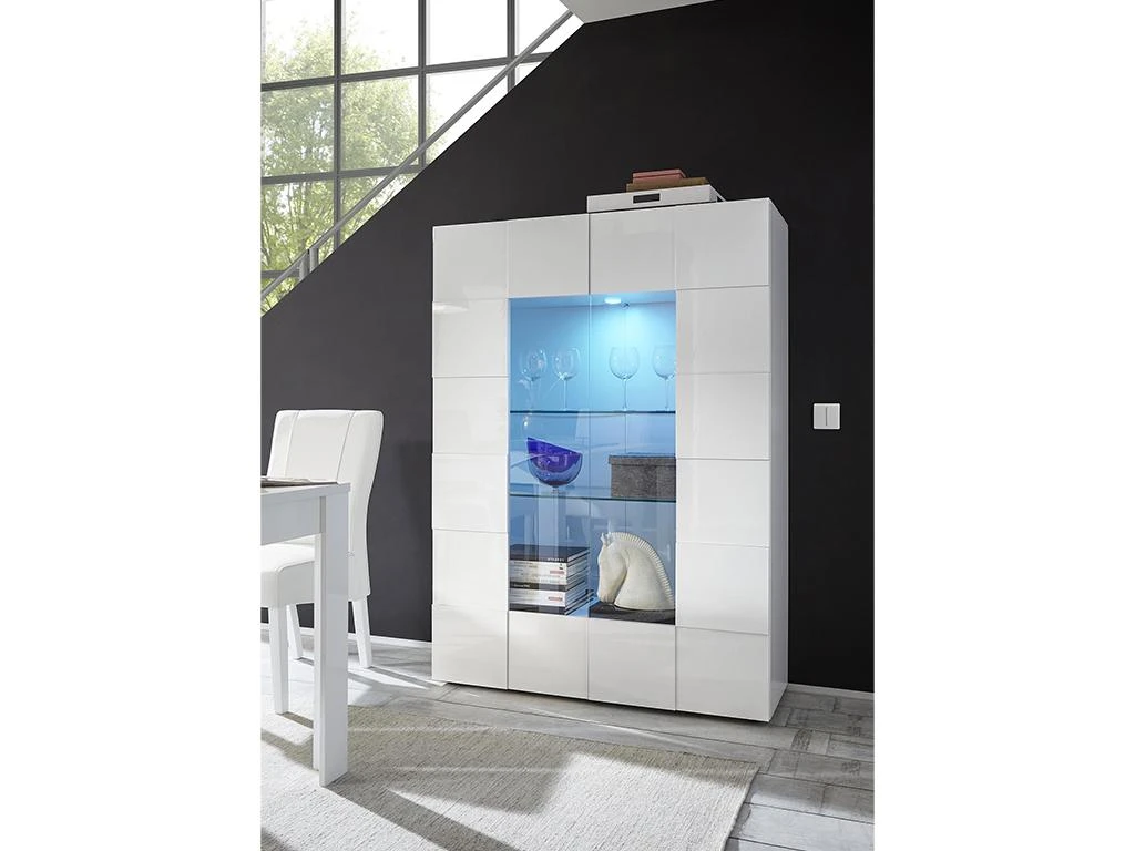 Vitrine CALISTO - LEDs - 2 Portes - Blanc Laqué – Image 4
