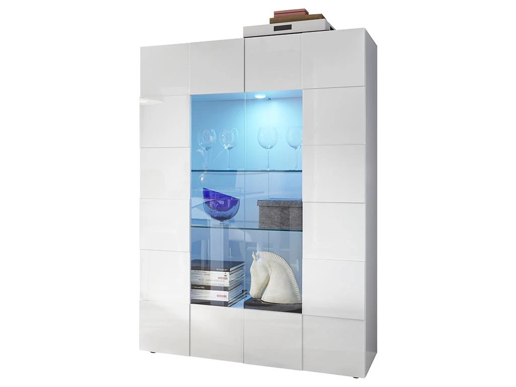 Vitrine CALISTO - LEDs - 2 Portes - Blanc Laqué – Image 3