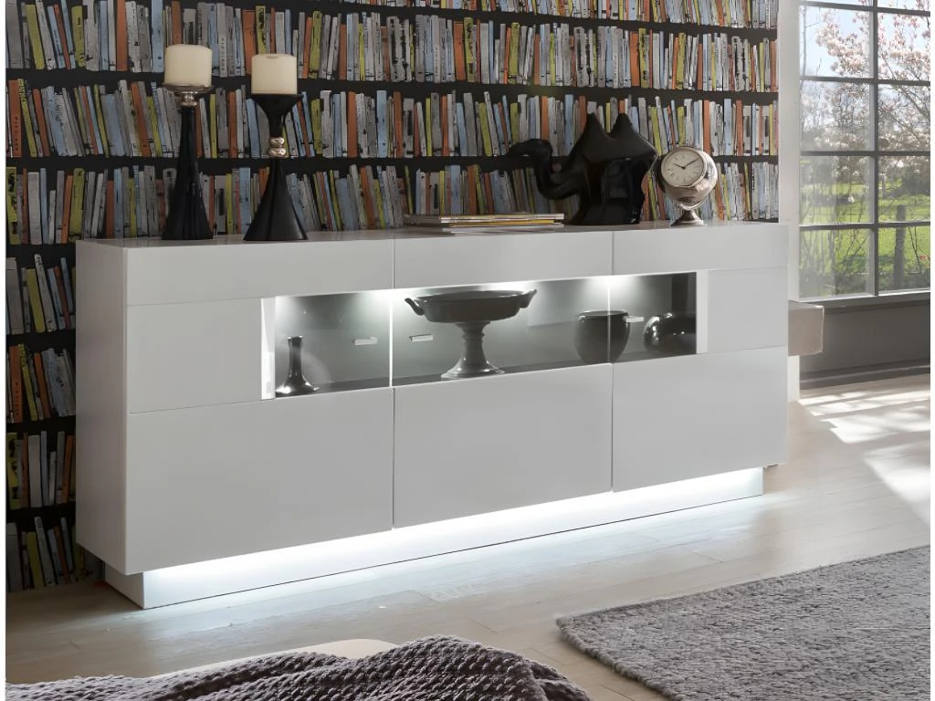 Ensemble Mur TV + Buffet - MDF - Blanc - Séjour Lumineux BLAKE – Image 5