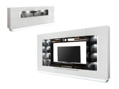 Ensemble Mur TV + Buffet - MDF - Blanc - Séjour Lumineux BLAKE