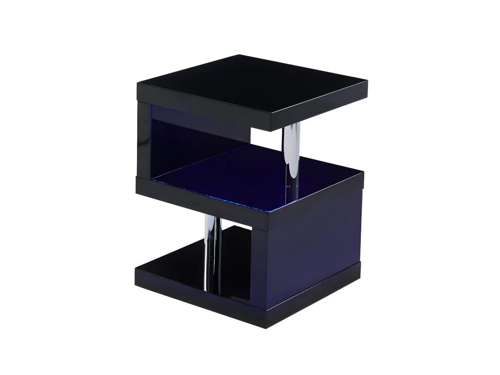 Table D'appoint LYLIA II - MDF Laqué - Avec LEDs - Noir – Image 5